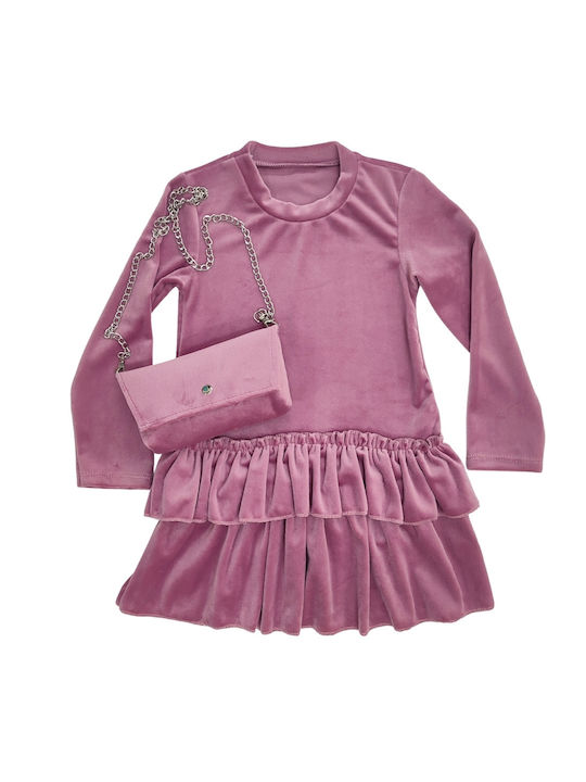 Baby Train Kids Dress Velvet Pink