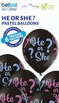 Set of 6 Balloons Latex Black Baby Gender Reveal