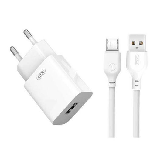 XO Charger with USB-A Port and Cable micro USB Whites (L99)