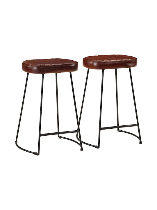 Stools Bar Upholstered with Faux Leather Dark brown 2pcs 41x29x62cm