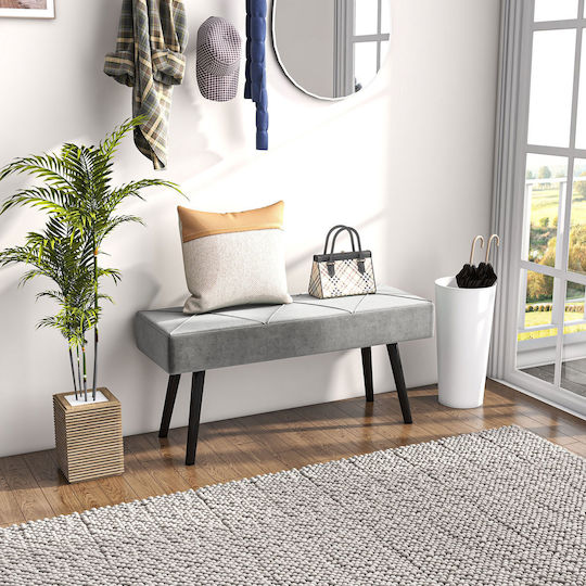 Velvet Upholstered Bench Stool Gray 100x36x45cm