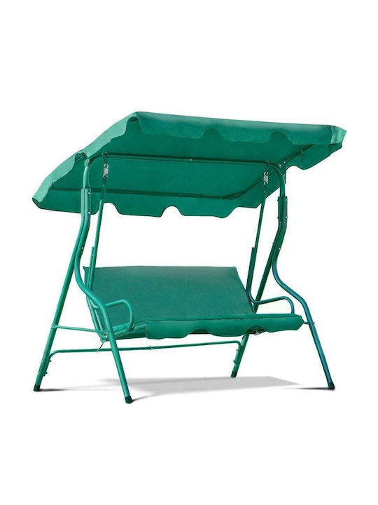 Garten & Veranda Schaukel mit Basis und Kissen 3 Sitze Kunststoff Grün L170xB100xH150cm