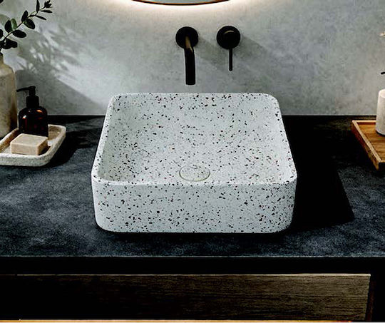 Karag Ira Deasupra Blatului Chiuvetă Piatră 39x39x12cm Stracciatella