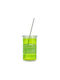 Cerve Set of Glasses Water made of Glass in Green Color with straw 440ml 6pcs
