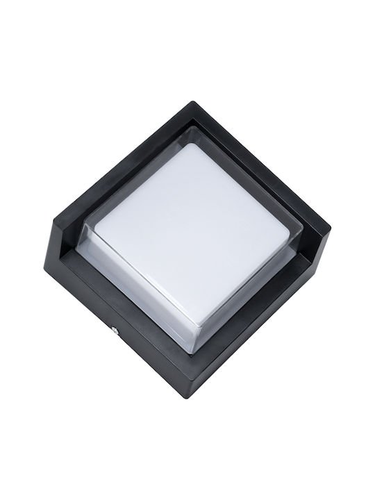 GloboStar Apex Square Wall-Mounted Outdoor Ceiling Lamp LED IP65 10W with Natural White Light 17x17x9cm