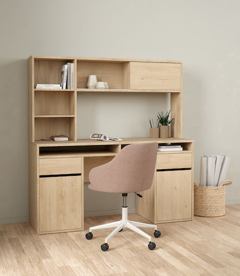 Desk Function Plus Wooden with Bookshelf Jackson Hickory 149x48x156.2cm