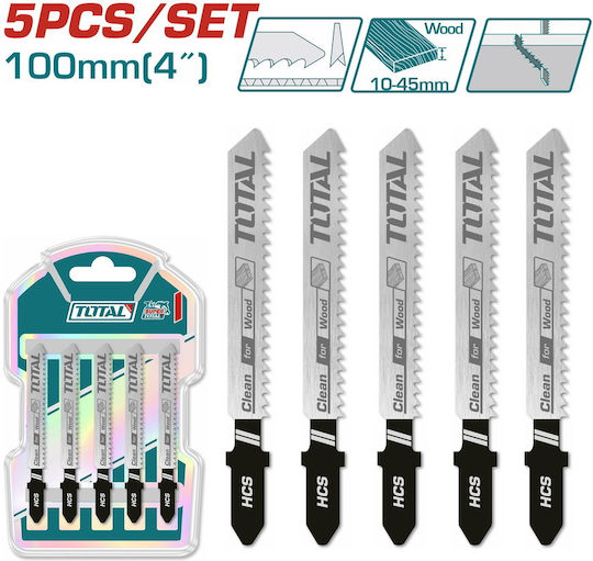 Total Jig Saw Blade for Wood 74mm 5pcs TJSBT101D