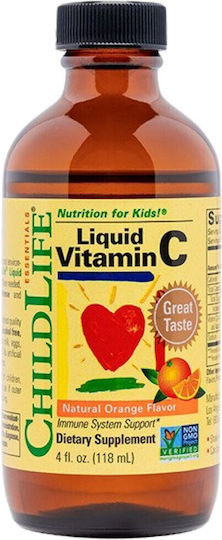 ChildLife Essentials Vitamina C pentru Întărirea Sistemului Imunitar, Pielea & Acțiune Antioxidantă 250mg Portocaliu 118ml