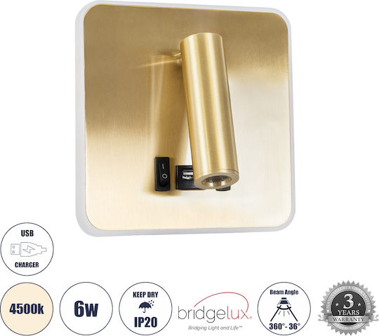 GloboStar Lady-S Leuchte Wand LED Gold 15x7cm
