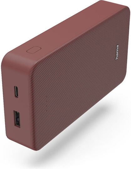 HAMA Colour 20 Power Bank 20000mAh με Θύρα USB-A και Θύρα USB-C Κόκκινο