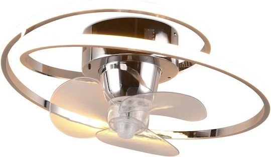 Trio Lighting Umea Closed Type (Ceiling Light) 50cm With Light Transparent / Silver