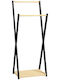 HomCom Κρεμάστρα Δαπέδου από Ξύλο Μαύρη 61x45x152cm