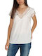 Damen Bluse Ärmellos Weiß