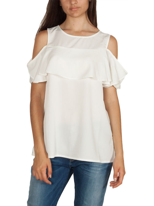 Bluze damă Off-Shoulder A Fără mâneci Alb