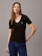 Calvin Klein Damen T-Shirt mit V-Ausschnitt Black