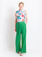 Migle + Me Women's Fabric Trousers in Straight Line green