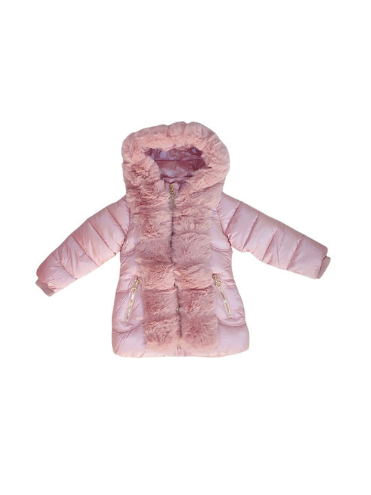 Baby Train Kids Quilted Jacket with Lining & Hood Pink