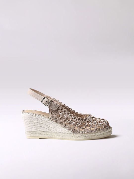 Platforme Dama În Tip Espadrile Bej