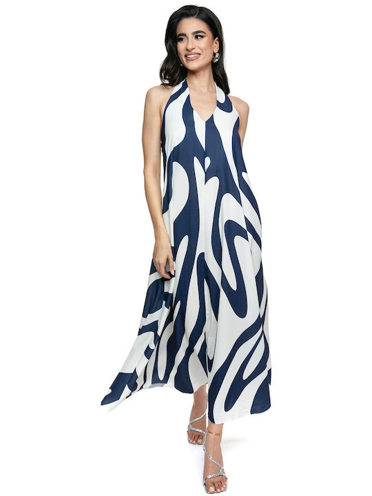 Printed Halter Maxi Dress Loose Fit