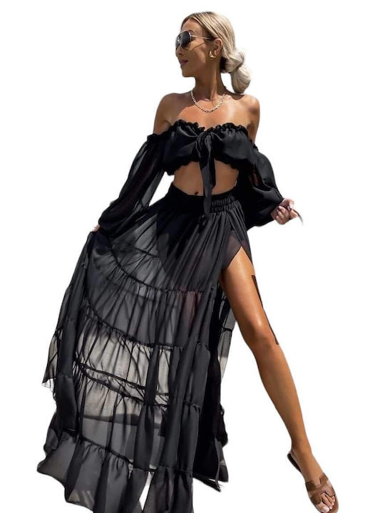 Woman's Fashion Dress with Ruffle Black
