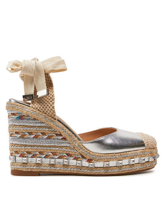 Damenplattformen im Espadrilles-Stil Silber