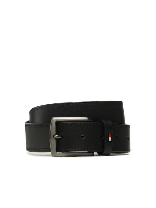 Men's Belt Tommy Hilfiger Denton Corporate Am0am11226 Black Men's Belt Tommy Hilfiger