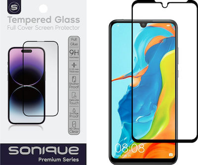 Sonique Vollflächig gehärtetes Glas 1Stück Schwarz (Huawei P30 Lite)