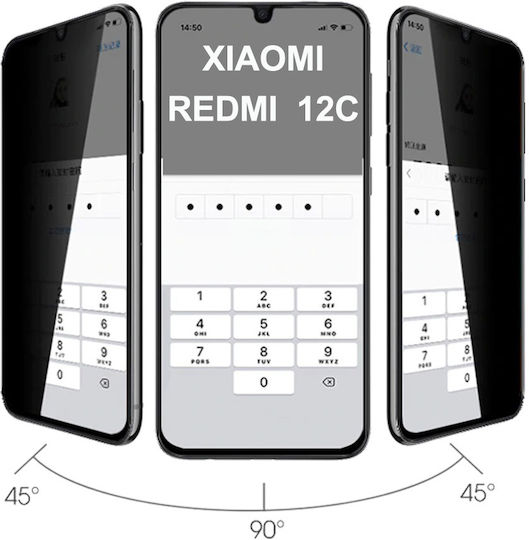 0.3mm Adeziv complet Privacy Full Face Tempered Glass Negru (Redmi 12C)
