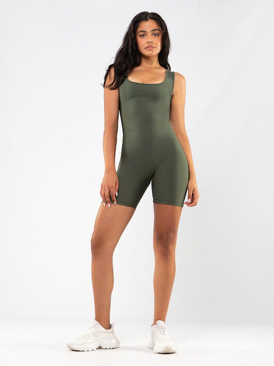 Women's Sleeveless One-piece Shorts Khaki