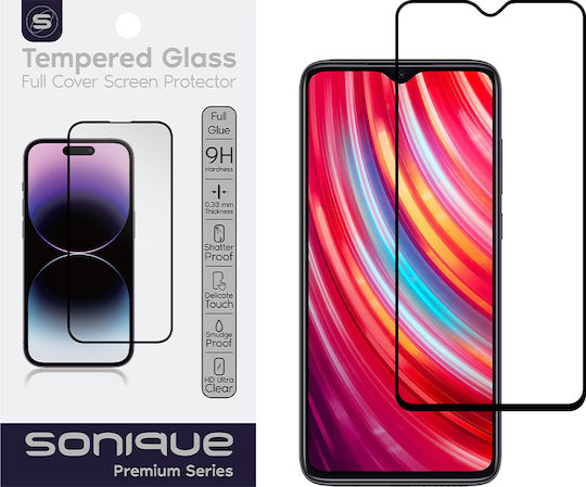 Sonique Hardy Glass Full Face Tempered Glass Μαύρο (Redmi Note 8 Pro)