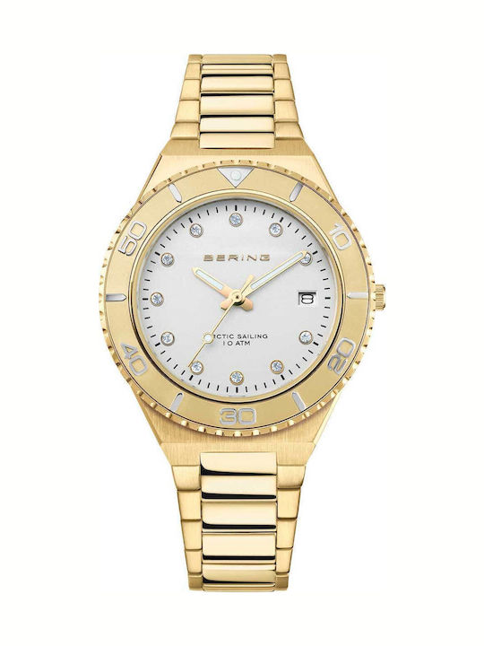 Bering Time Ladies Women's Watch with Gold Meta...
