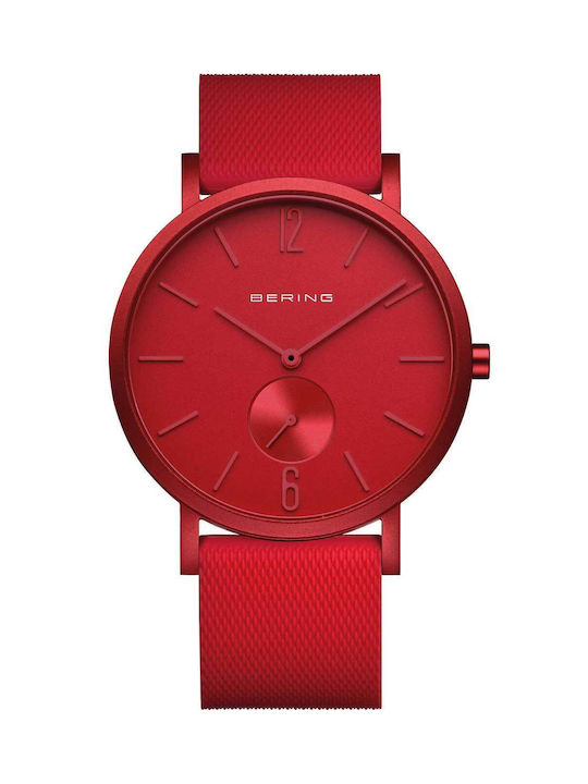 Bering Time Uhr mit Rot Lederarmband