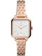 Fossil Courier Three Damen Uhr mit Rose Gold Metallarmband