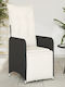 Outdoor Armchair Rattan Black with Cushion 1pcs 54.5x58.5x92cm.