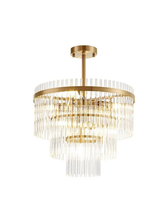 Viokef Pendant Light Gold with Crystals for Socket E14, E.14 450x56cm