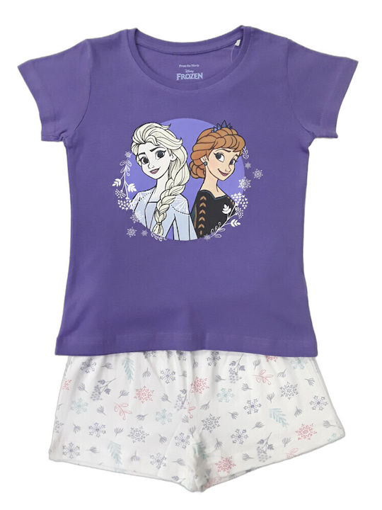 Disney Детска пижама Лятна Purple Elsa Anna