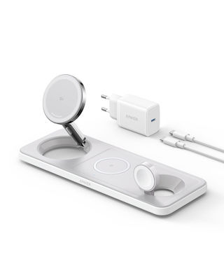 Anker Încărcător Wireless (Qi Pad) și Cablu USB-C - USB-C 15W Albς (MagGo)