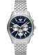 Emporio Armani Antonio Ανδρικό Ρολόι 41mm Χρονογράφος Μπαταρίας με Ασημί Μεταλλικό Μπρασελέ