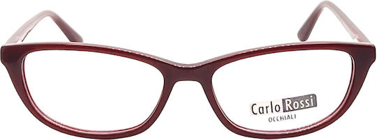 Carlo Rossi Damen Acetat Brillengestell Burgundisch PL.17256-C5