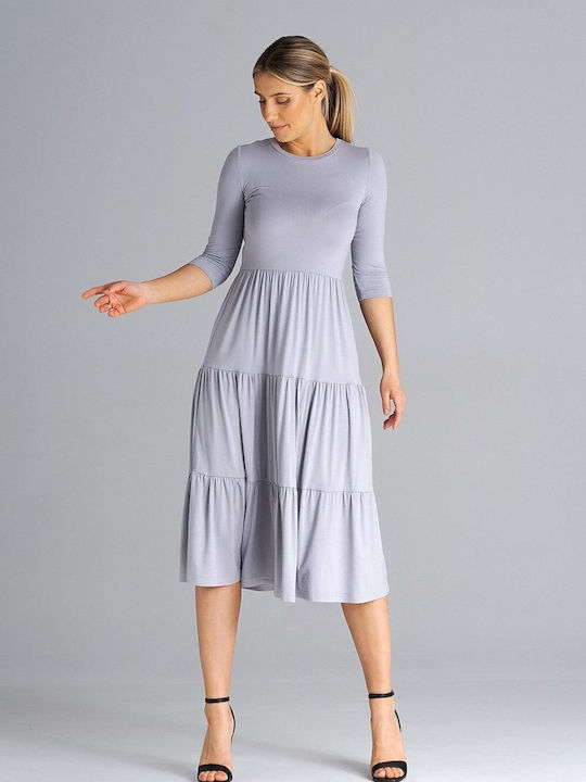 Figl Dress with Ruffle Gray