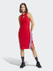 Summer Midi Dress with Tearing Red