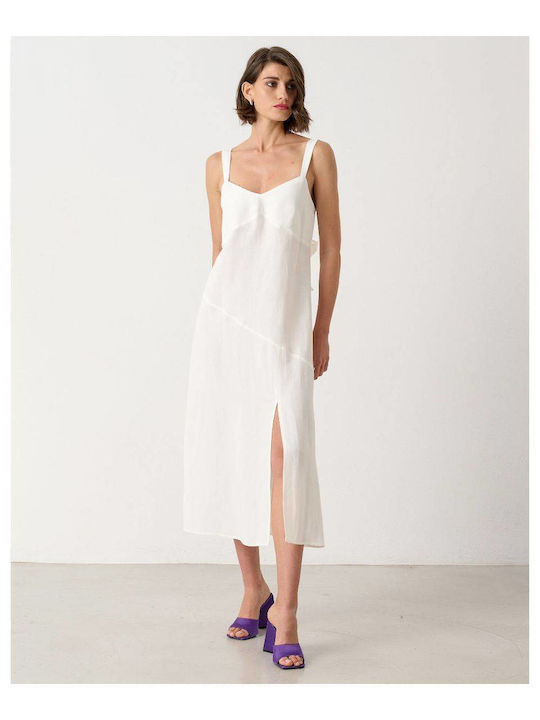 Passager Midi Dress with Slit White