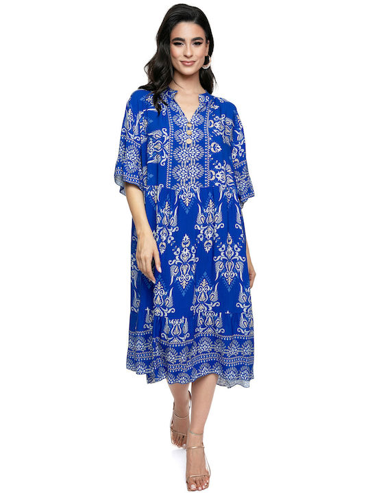 RichgirlBoudoir Summer Shirt Dress Dress with Ruffle Blue