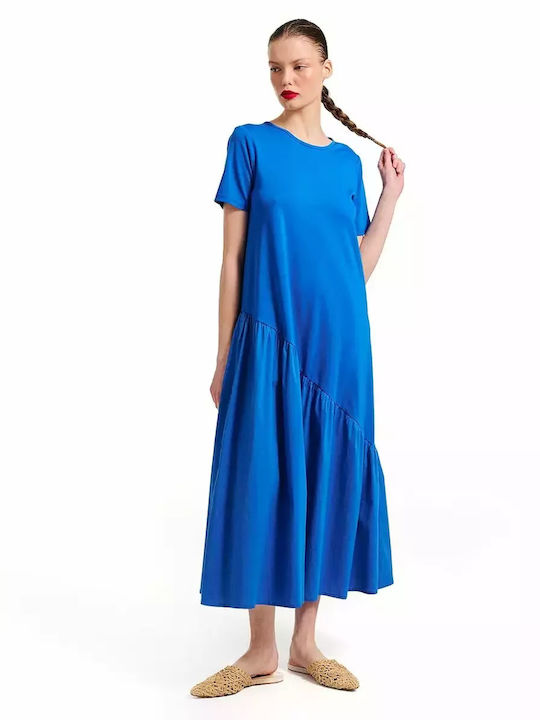 Forel Maxi Kleid mit Rüschen Blau