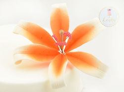 Lily White Orange Spray Sugar Paste Flower