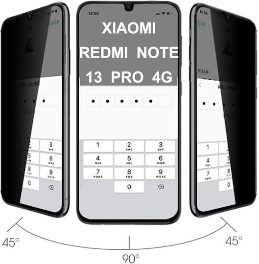 0.3mm Full Glue Privacy Tempered Glass Μαύρο (Redmi Note 13 Pro 4G / Poco M6 Pro 4G)