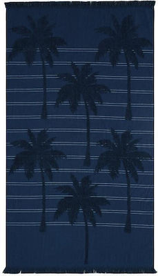 Kentia Beach Towel Pareo Blue with Fringes 160x95cm.