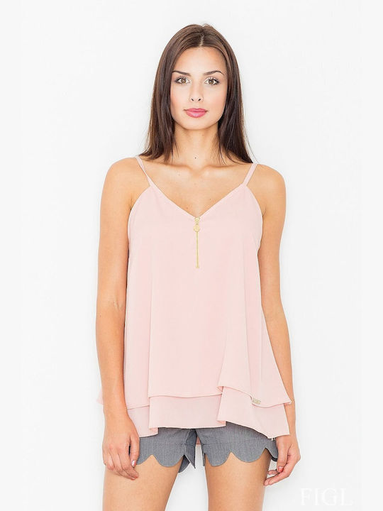 Figl Damen Bluse mit Reißverschluss Rosa