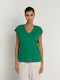 Toi&Moi Women's Blouse with V Neckline Green