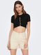 Only pentru Femei Crop Top cu Mâneci Scurte Negru